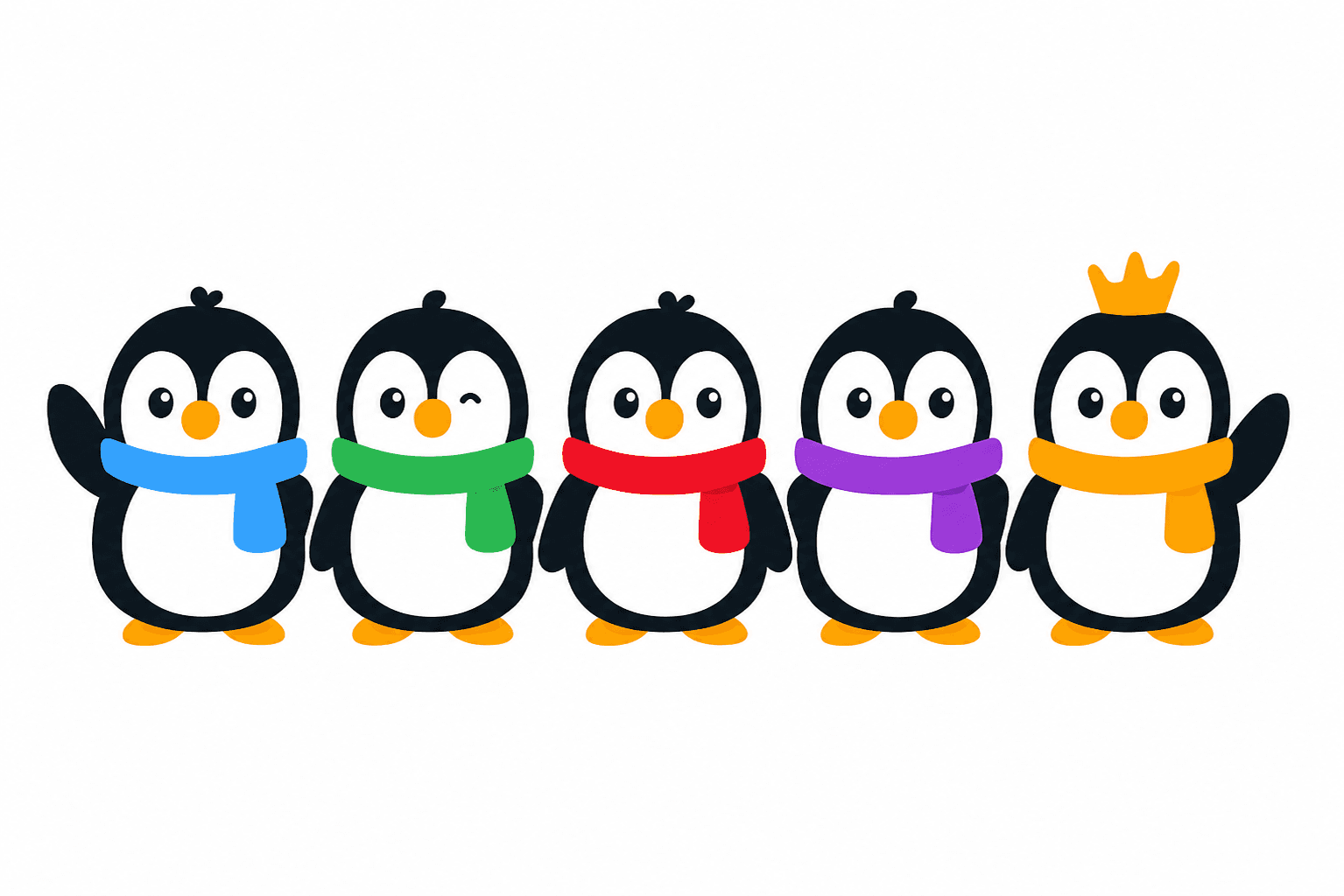 Five Waddl penguins, your future ski squad